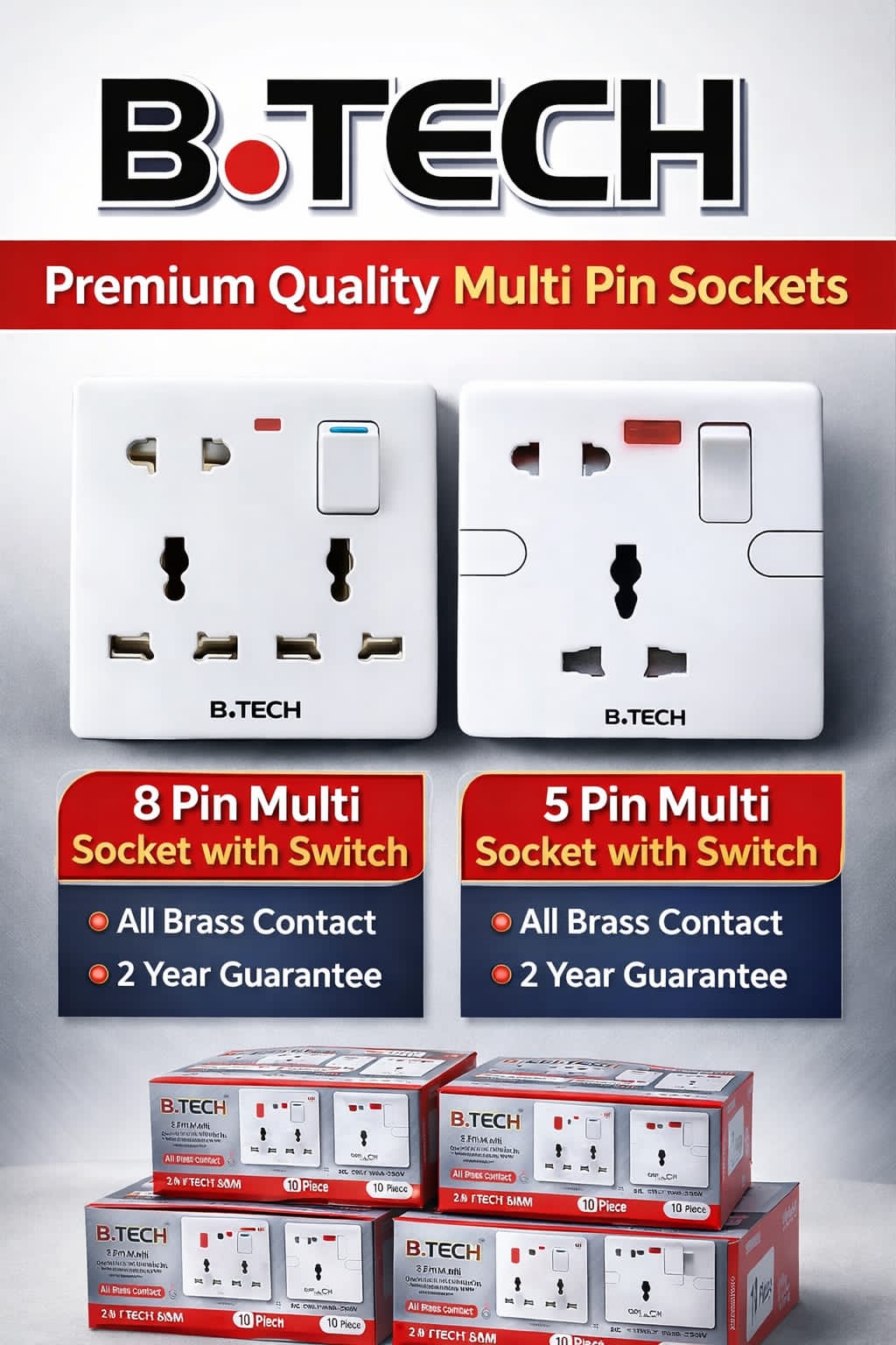 8 pin multi socket with switch