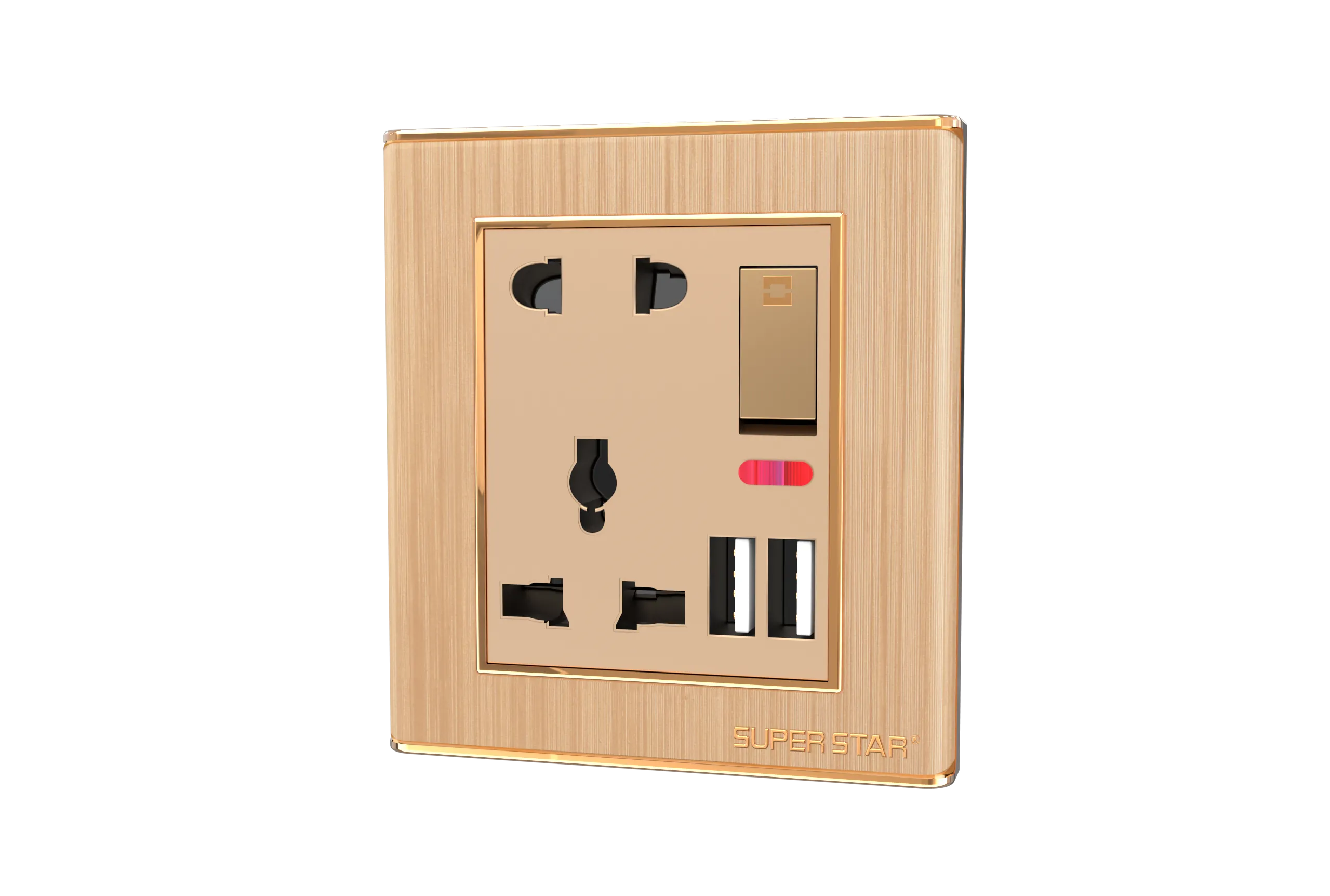 Super Star kito 2&3 pin multi socket with 2 USB