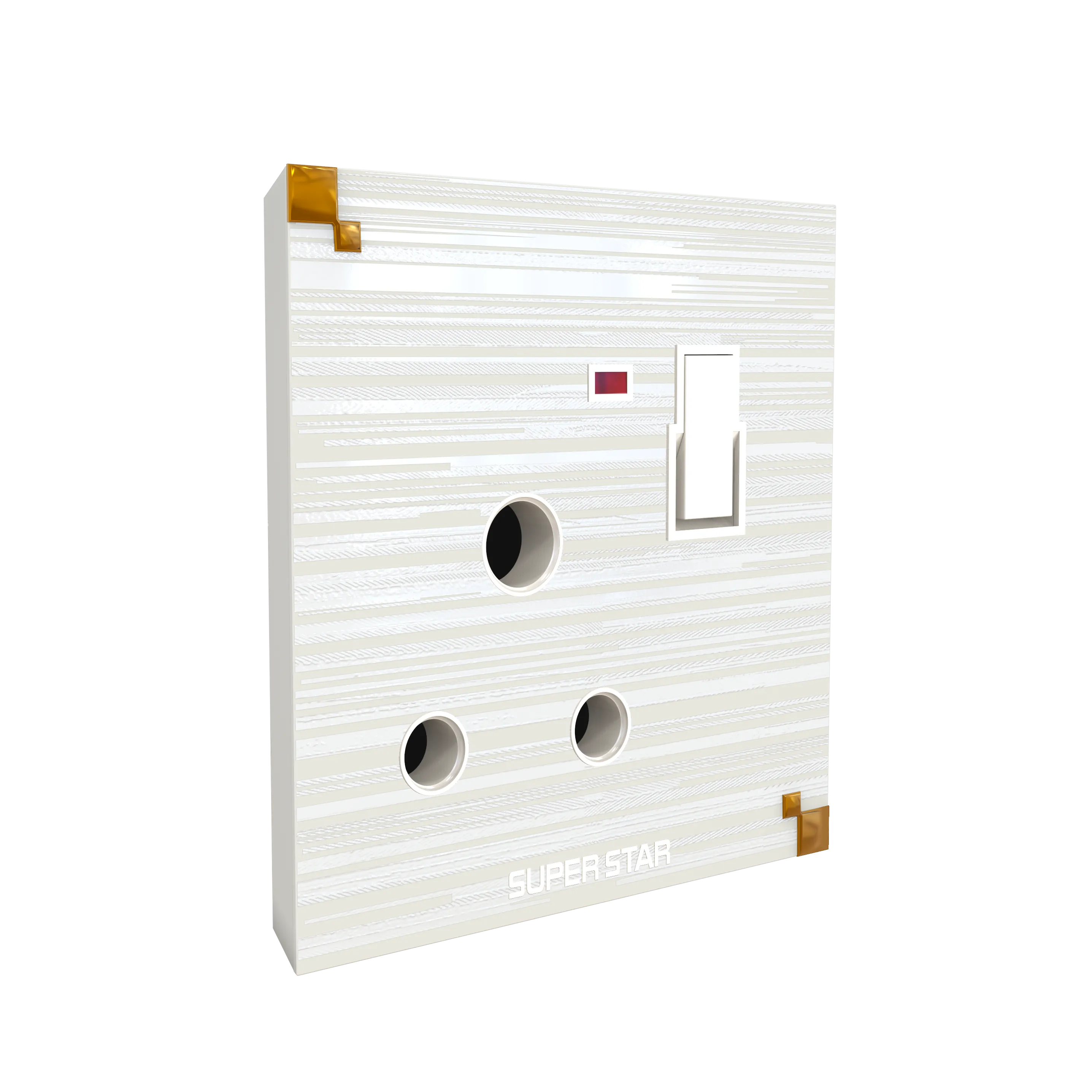 Super Star marble three pin round socket - 15 Amp