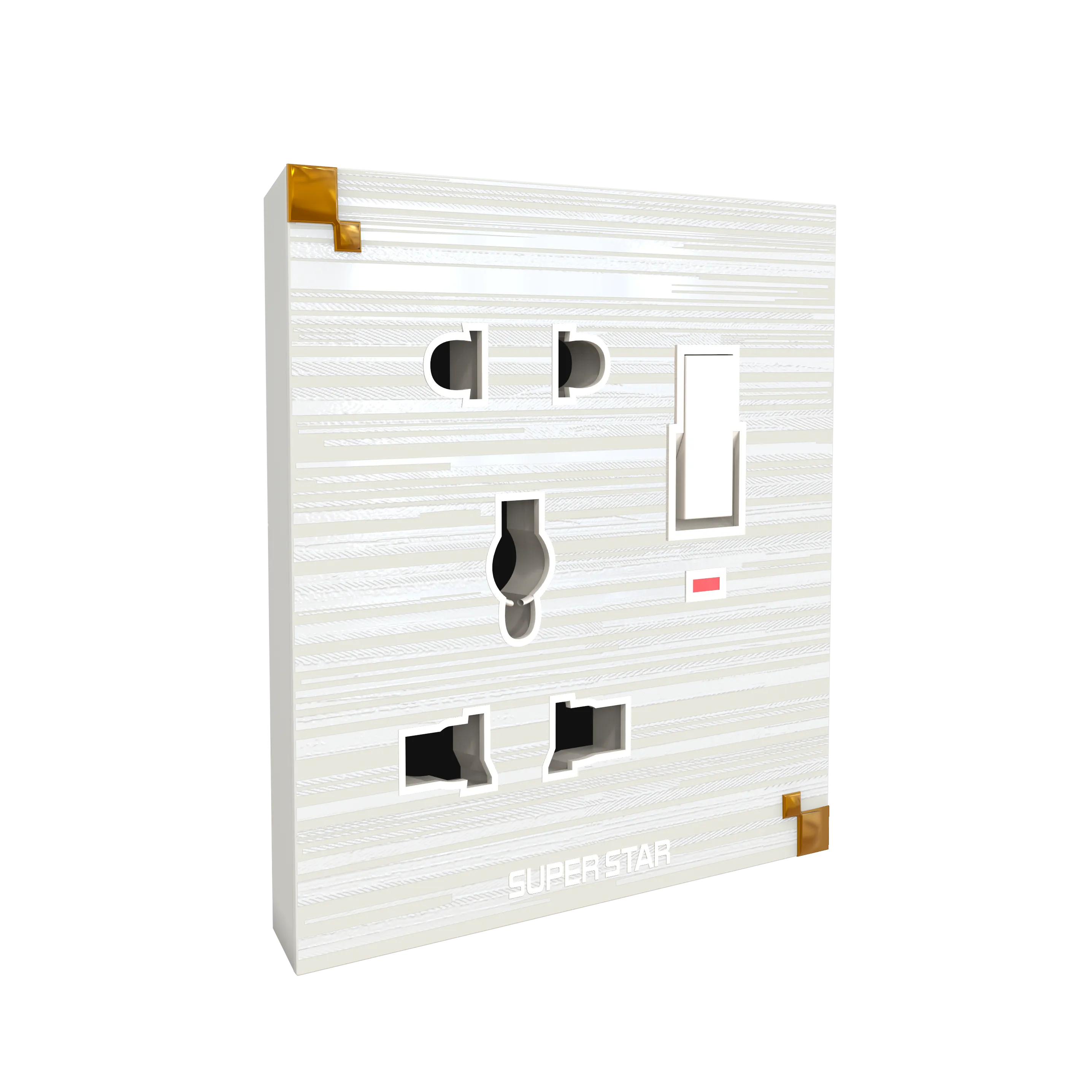 Super Star marble 2&3 pin multi socket with switch