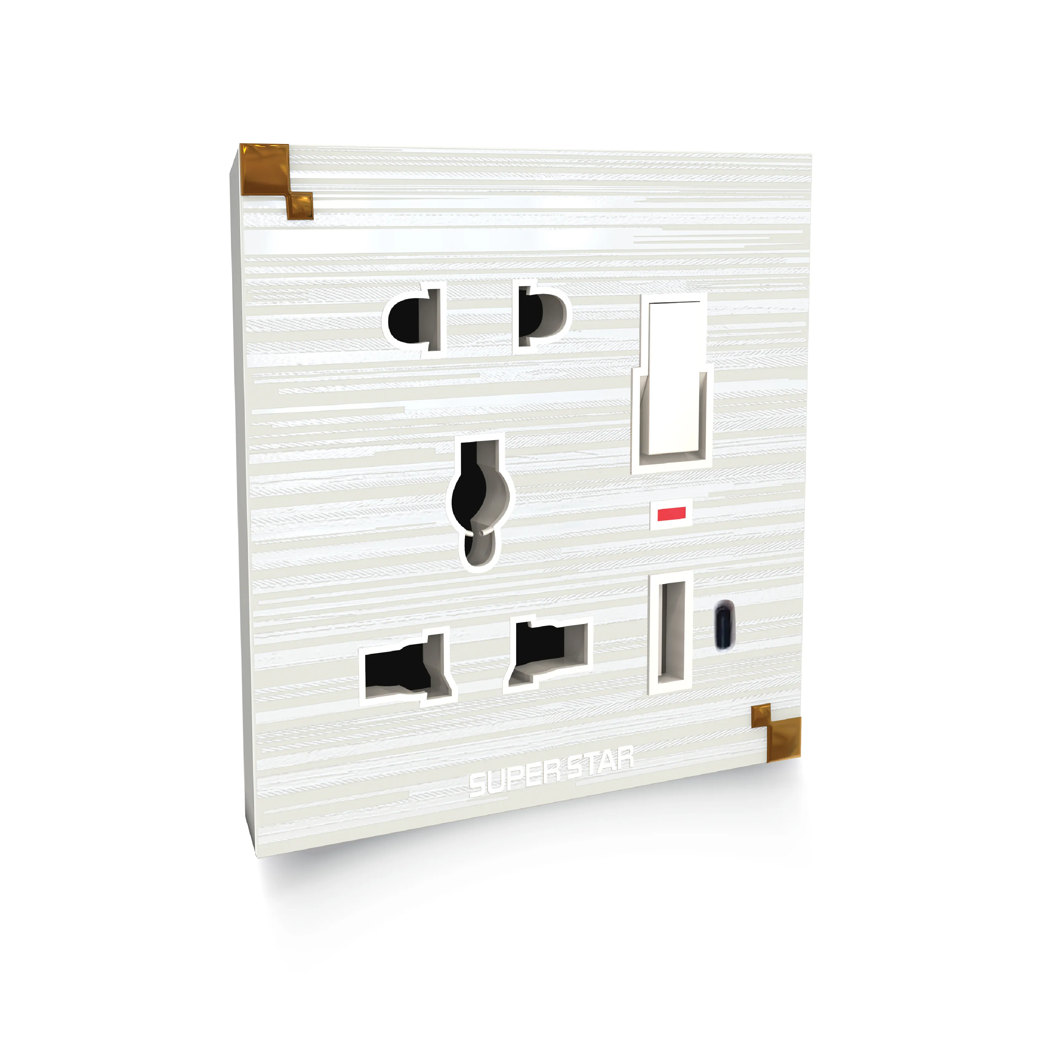 Super Star marble 2 socket % 3 pin  with 1 USB multi functional & 1 C port