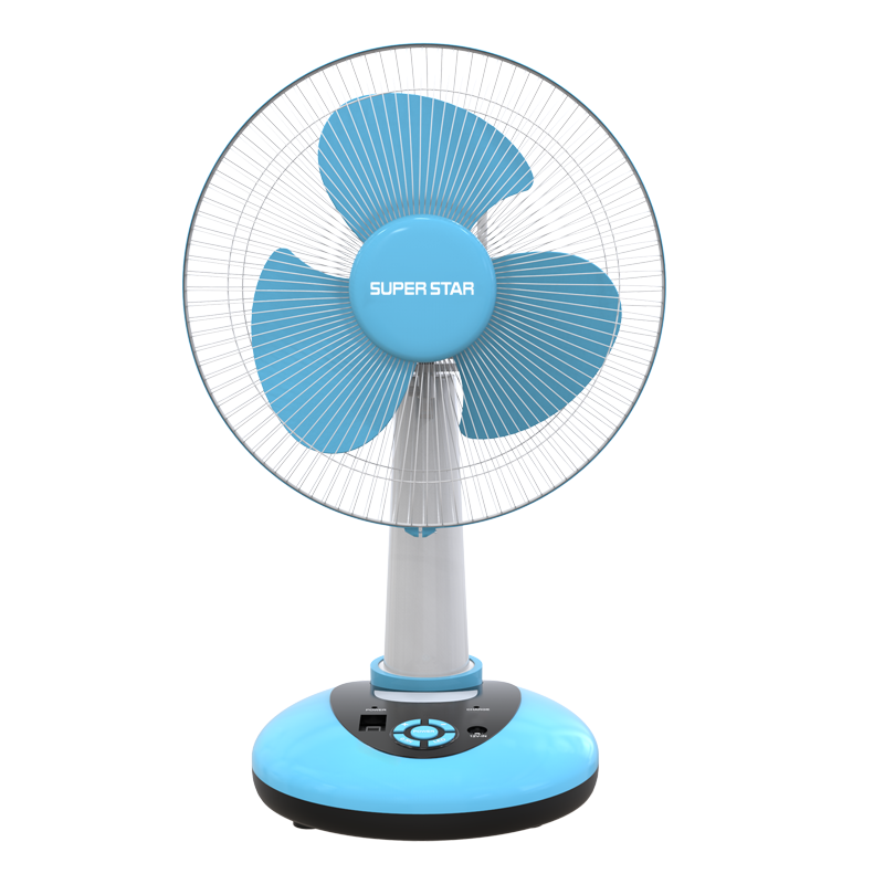 Super Star Rechargeable Table Fan (Blue) 12"