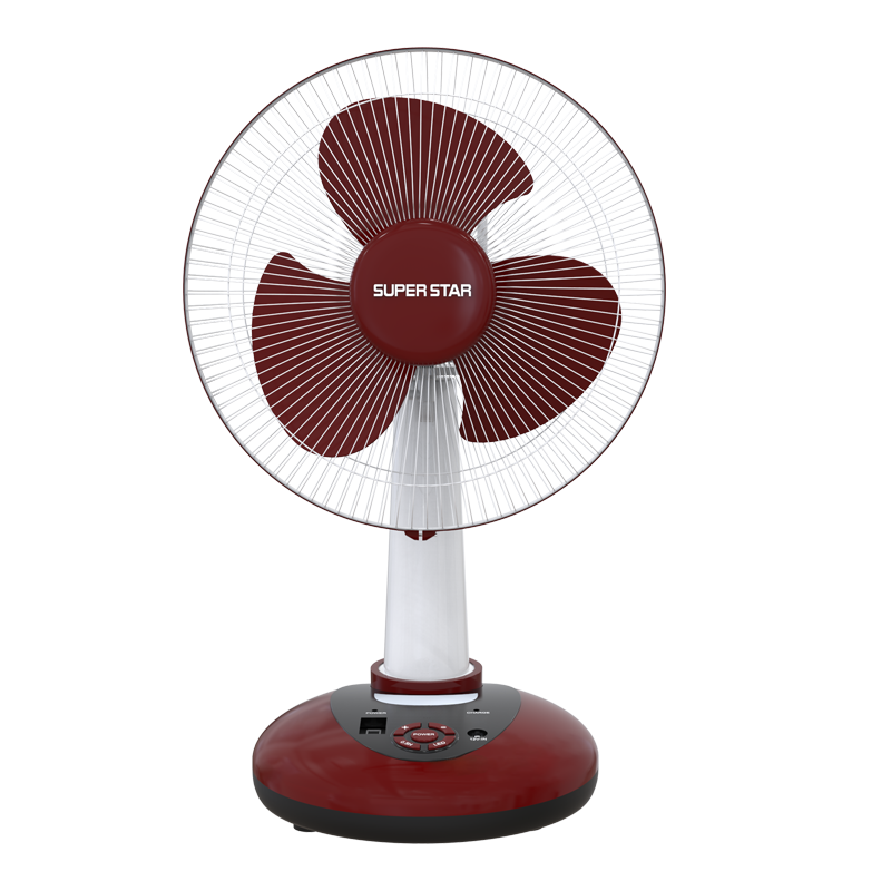 Super Star Rechargeable table Fan (Red) 16"
