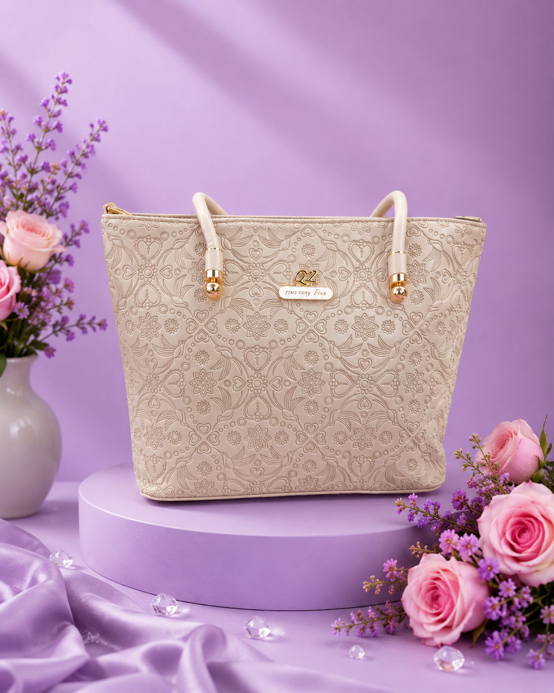 Embossed Floral Premium Handbag